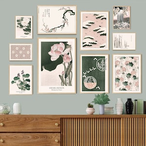 Japandi Gallery Wall Art Set: Vintage Japanese Floral Prints (Digital Download)