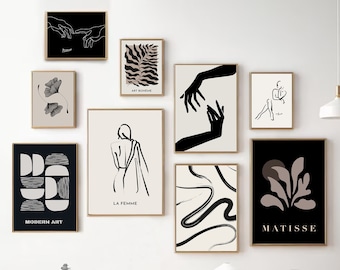 Boho Gallery Wall Art Set: Minimalist Line Art Prints (Digital Download)