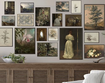 Vintage Gallery Wall Art Set: Moody Cottagecore Prints (Digital Download)