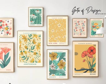 Flower Market Gallery Wall Art Prints: Botanical Decor (Digital Download)