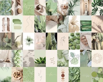 140pcs Botanical Green Wall Collage Kit Boho Aesthetic | Etsy