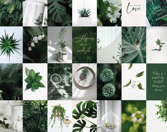 Botanical Print Set (140 Pcs) - Green Collage Kit, Boho Decor (Digital Download)