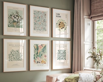 Modern Green Gallery Wall Art Set: Abstract Exhibition Prints (Digital Download)