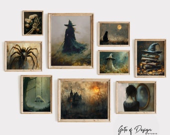 Vintage Halloween Art Prints: Spooky Gallery Wall Set (Digital Download)