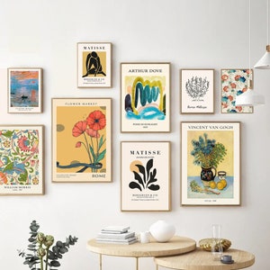 Eclectic Gallery Wall Art Set: Moderne Blumendrucke (Digitaler Download)