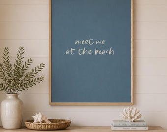 Printed Meet Me At The Beach Wall Art Coastal Quote Print Framed Beach House Decor Nautical Wall Decor Ocean Lover Gift