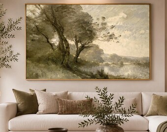Large Vintage Landscape Wall Art Print European Countryside PRINTED CANVAS