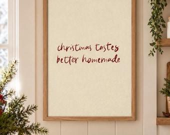 Christmas Tastes Better Homemade Kitchen Wall Art Framed Red Baking Print Home Decor