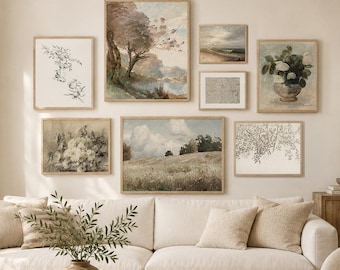 Printed Gallery Wall Prints French Country Vintage Art Prints Set Framed Cottagecore Gallery Wall Set Decor