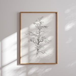 Vintage Tree Sketch Printable Wall Art Antique Hand Drawing Fine Art Print Neutral Wall Print Nature Sketch Pine Tree Digital Download Art
