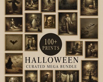 100+ Halloween Prints Mega Bundle: Spooky Printable Wall Art Set Dark Vintage Digital Download Collection