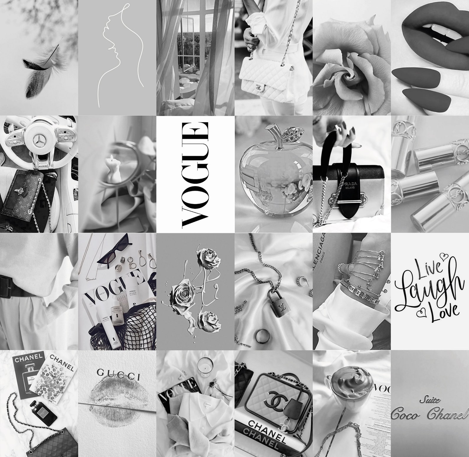 100pcs Grey Photo Collage Kit Aesthetic 2 Grey White Etsy