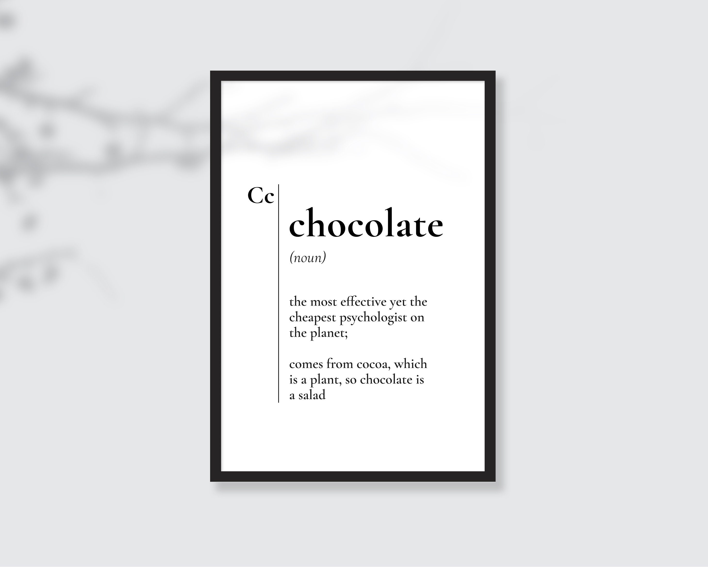 Set of 2 Funny Chocolate Definition Printable Wall Art Etsy UK
