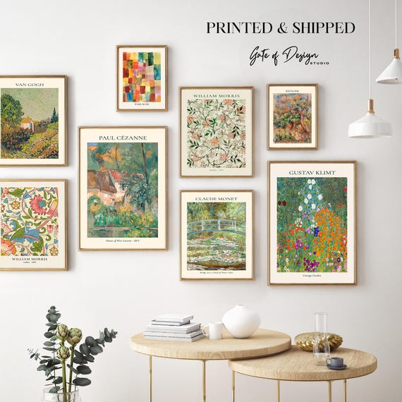 Framed Cottagecore Gallery Wall Art Set Vintage Green Prints Set