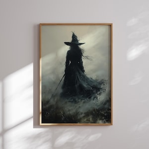 Witch Halloween Wall Art Witchy Decor Spooky Halloween Digital Print Dark Gothic Printable Wall Art Halloween Decoration Mystical Art Print