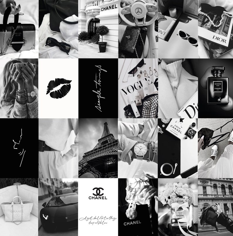 100pcs Boujee Black and White Photo Collage Kit Aesthetic - Etsy