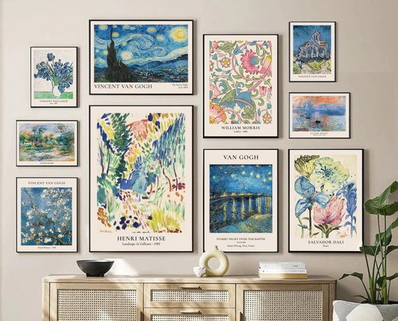 Blue Gallery Wall Art Set: Vintage Masters, Eclectic Prints ...