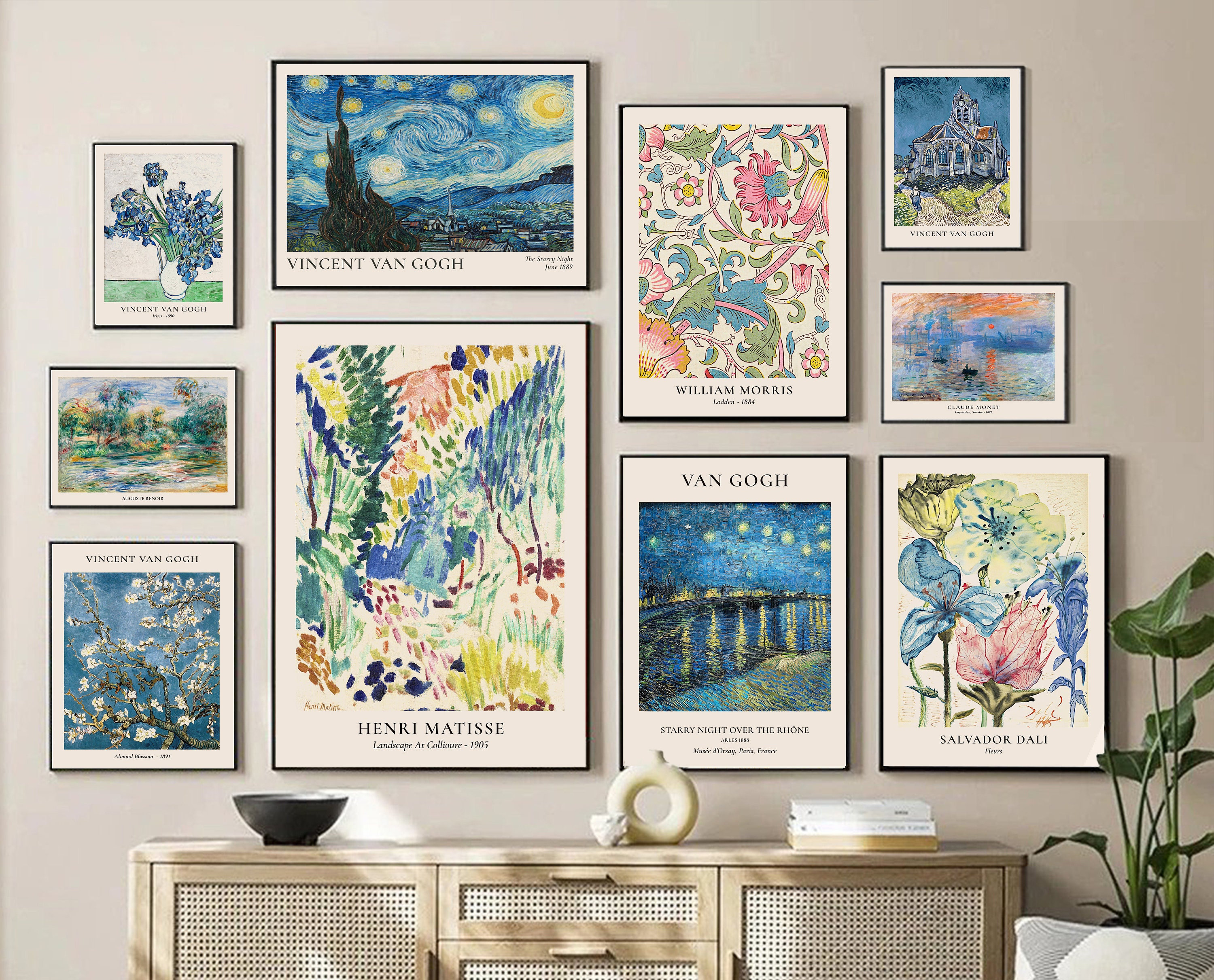 Blue Gallery Wall Set Prints Eclectic Maximalist Decor