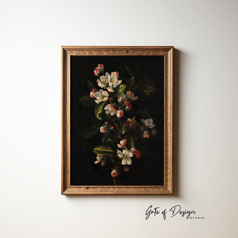 Moody Floral Print Set: Vintage Dark Academia Wall Art (digital ...