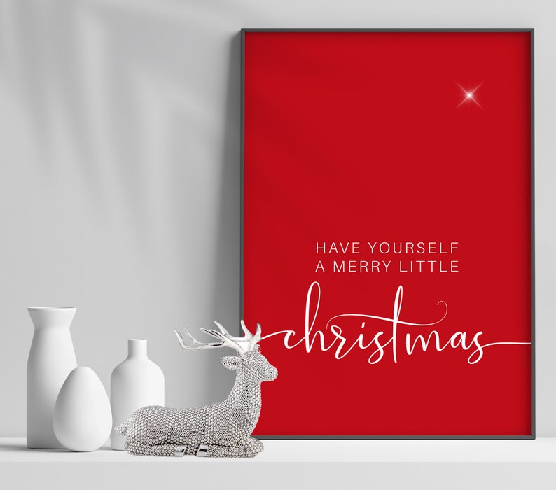Red Christmas Prints Set Christmas Wall Art Christmas Etsy