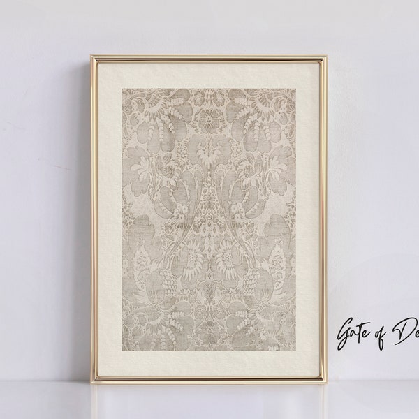 Vintage Tapestry Wall Art Print: Antique Neutral Textile Printable Art Boho Rustic Pattern Print Vintage Rug Downloadable Art Digital Print