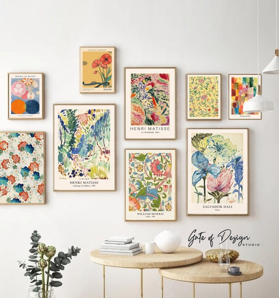 Set da parete vintage eclettico per gallerie, decorazioni per la casa  eclettiche, set di stampe moderne, arte da parete stampabile colorata e  alla moda, stampe astratte vivaci -  Italia