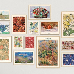 Eclectic Gallery Wall Set, Maximalist Farmhouse Decor, 14 Bright Digital Prints, Countryside Vintage Printable Artwork