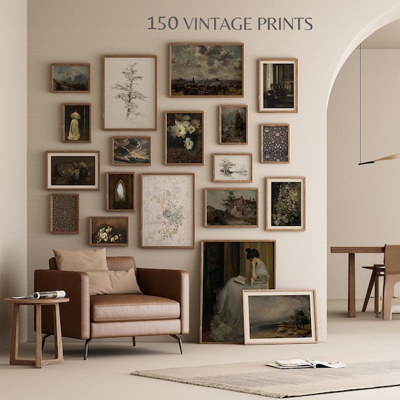 150 Moody Printable Wall Art Set Dark Academia Prints French Country Art Rustic Vintage Prints Cozy Classic Oil Paintings Popular Wall Decor