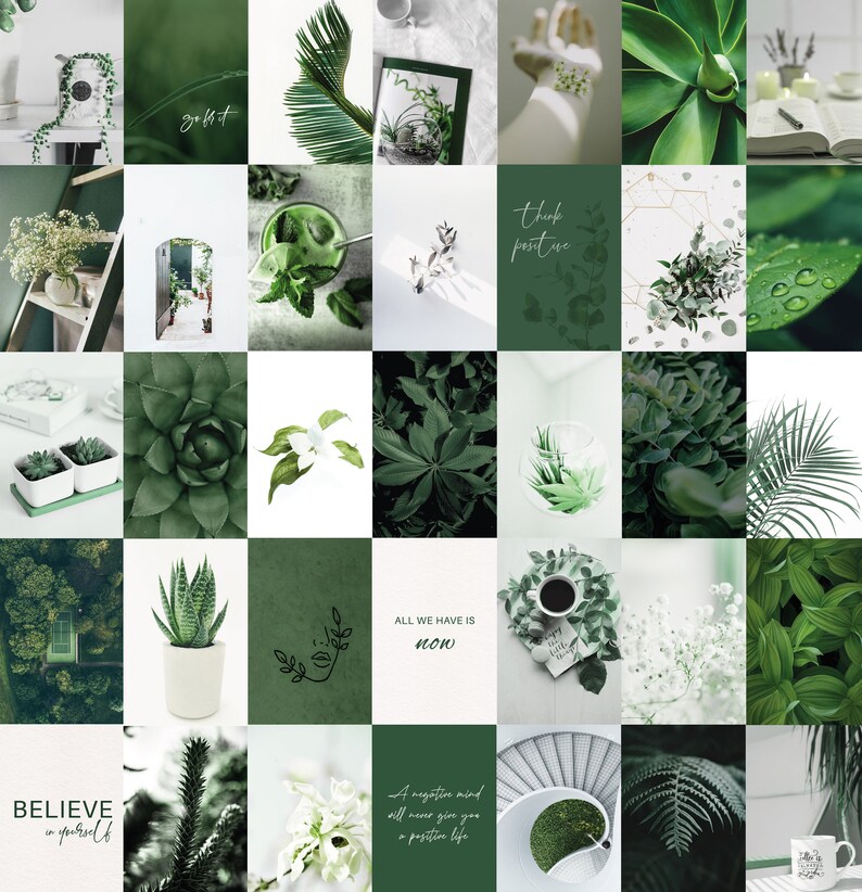 140pcs Botanical Green Wall Collage Kit Boho Aesthetic - Etsy UK