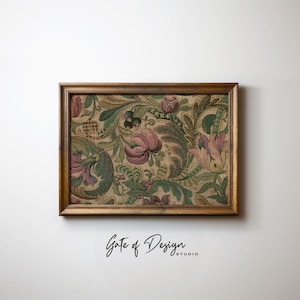 Vintage Floral Textil Kunstdruck: Rustikales botanisches Wandbild (Digitaler Download)