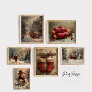 Cozy Christmas Wall Art Prints Snowy Printable Art Classic Winter Decor Red Gallery Wall Art Set Digital Prints Rustic Wall Print Collection