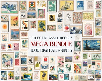 Arte mural ecléctico para galerías: 1000 láminas vintage modernas imprimibles (descarga digital)