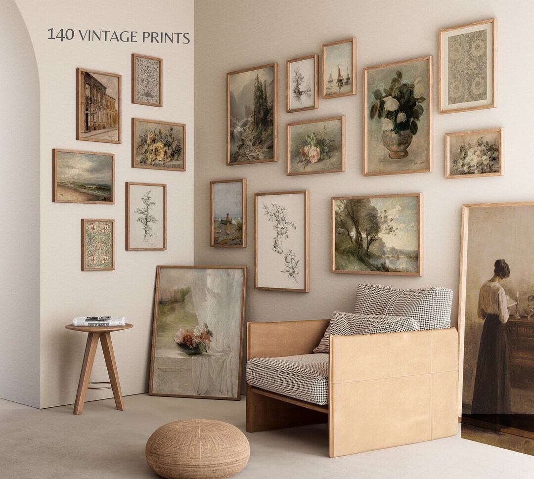 140 Vintage European Wall Art Prints Set Gallery Wall Set Rustic