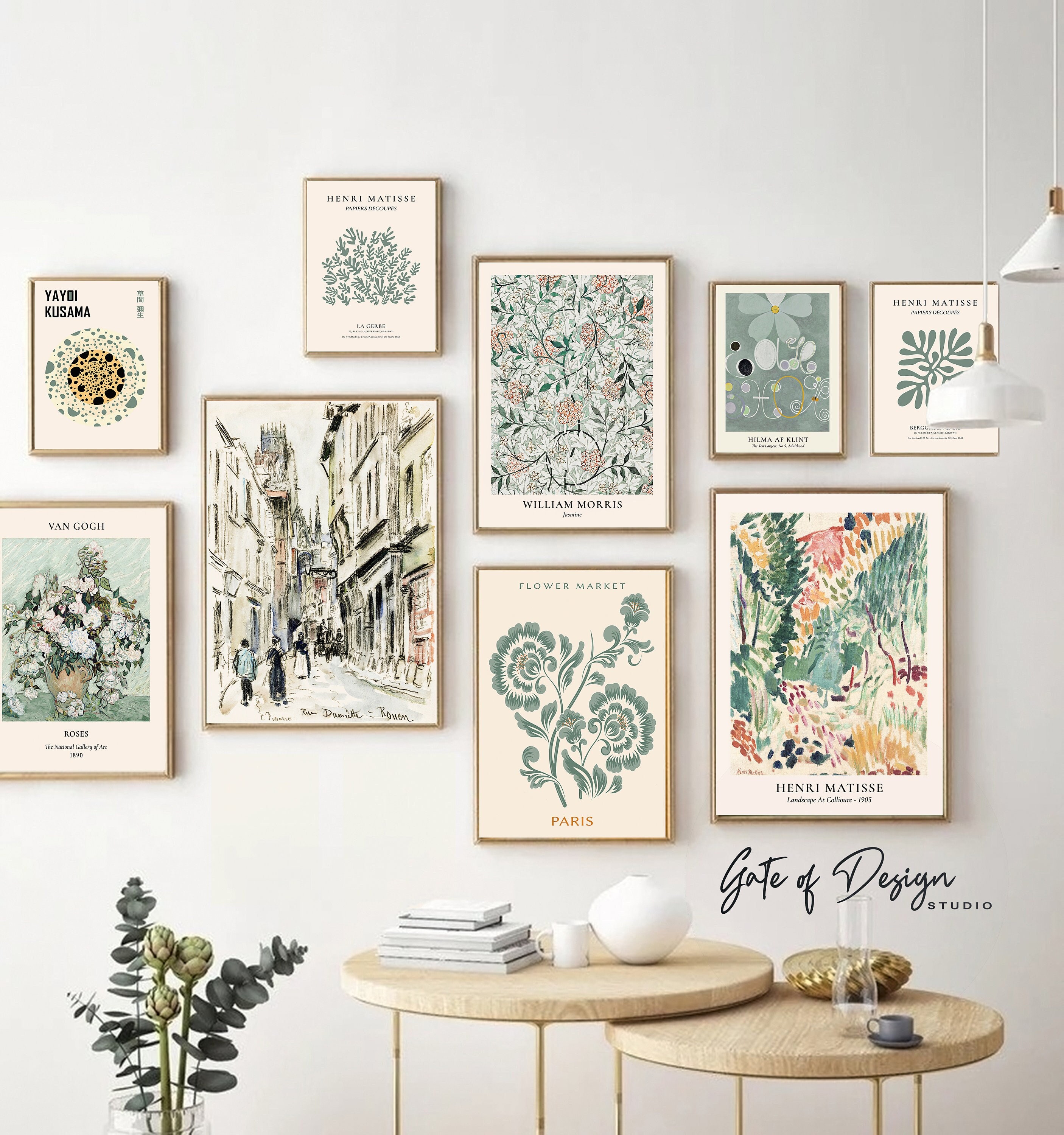 Green Gallery Wall Set Vintage Eclectic Printable Wall