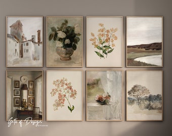 French Vintage Wall Art Print Set European Gallery Wall Print Neutral Digital Art Muted Oil Paintings Antique  French Country Trendy Prints