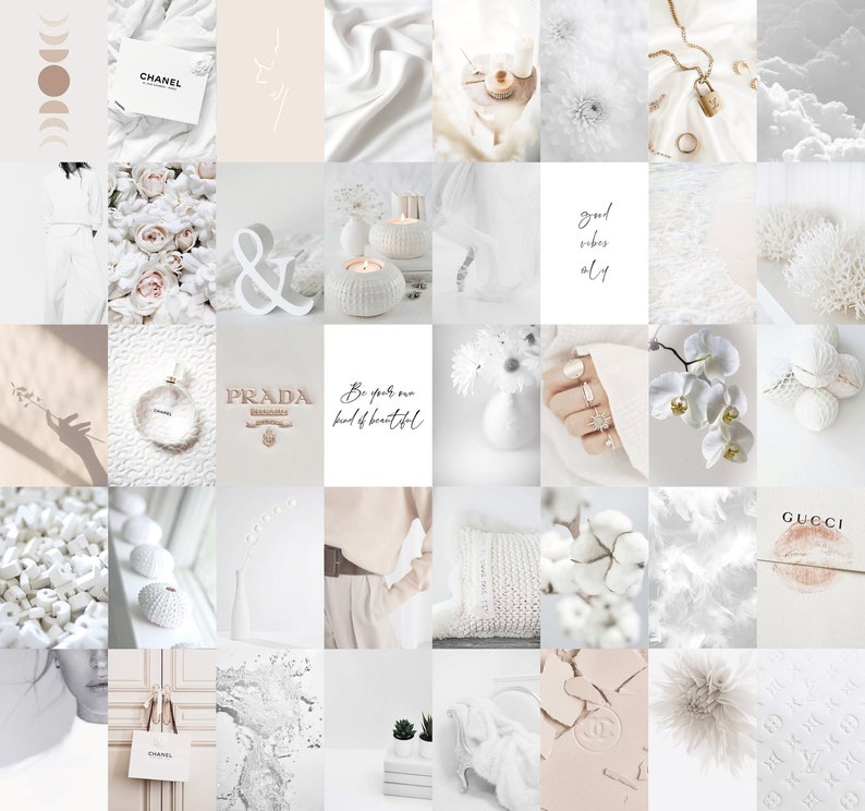 140pcs White Wall Collage Kit Aesthetic White Nude Boujee - Etsy India