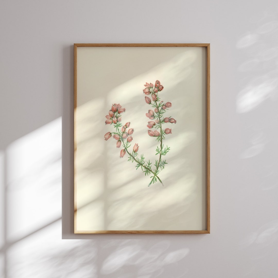 Vintage Wildflower Art Print, Antique Floral Wall Art, Pastel