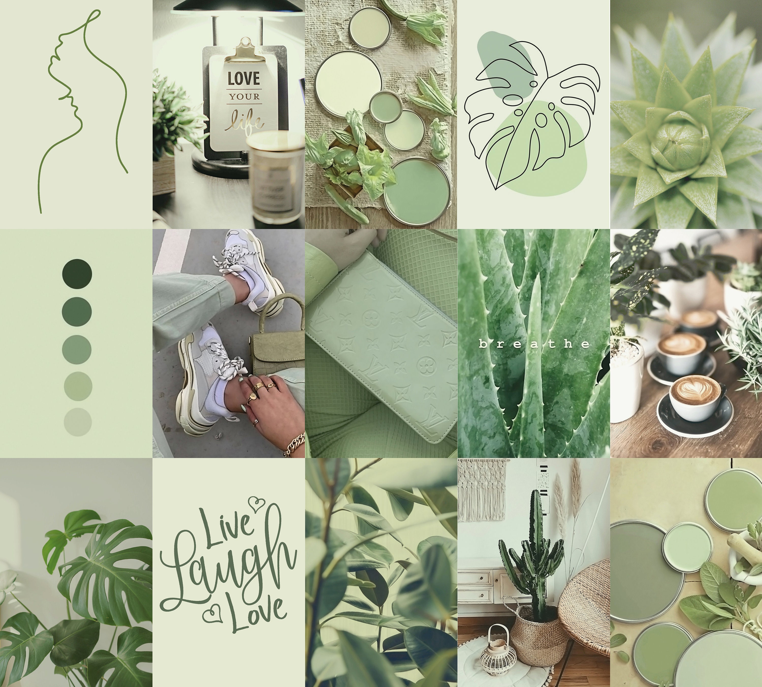 100pcs Sage Green Wall Collage Kit 2 Boho Aesthetic Soft | Etsy