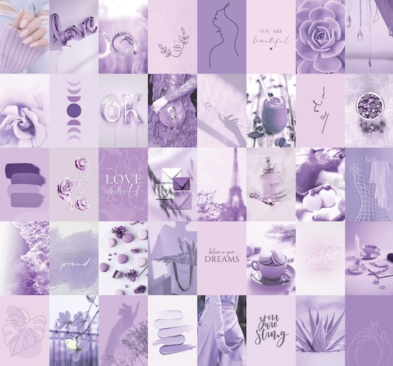 Buy 120pcs Pastel Purple Lavender Photo Collage Kit Aesthetic Online in  India - Etsy