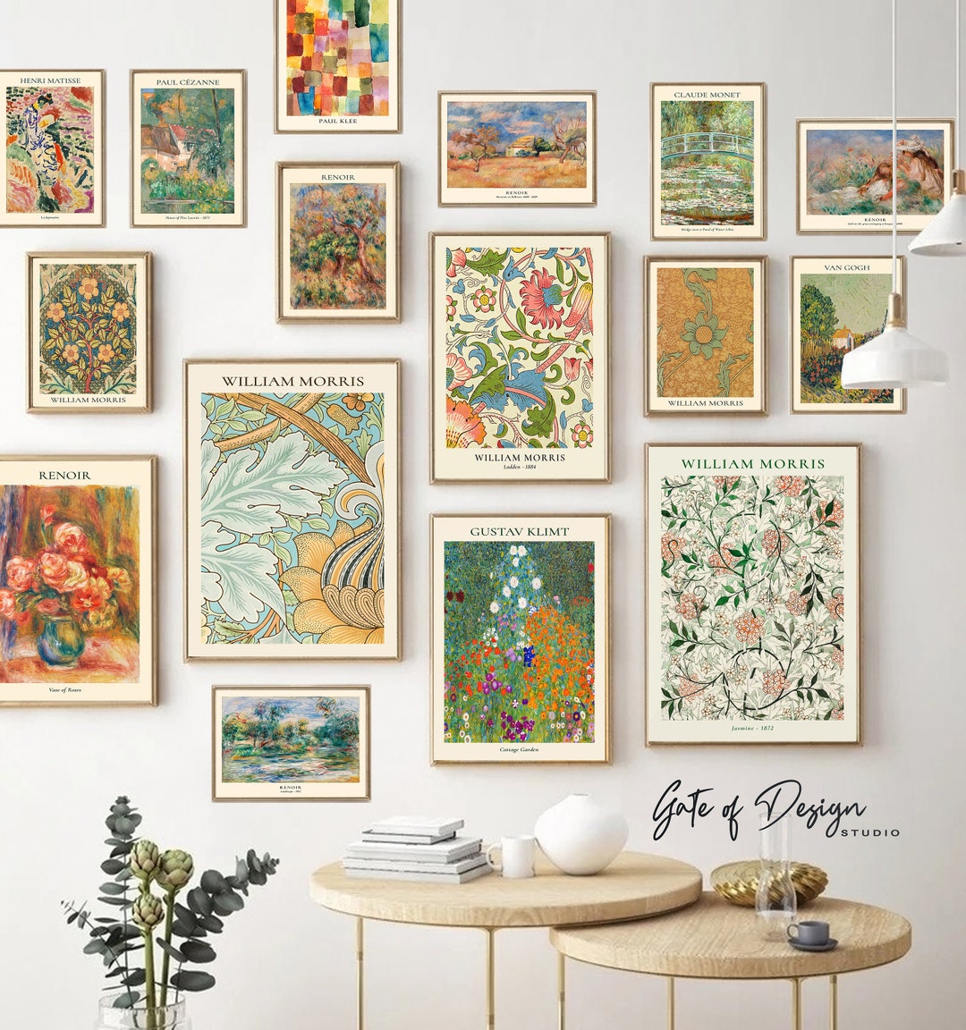 Vintage Eclectic Gallery Wall Art Set: Green & Neutral Prints (digital ...