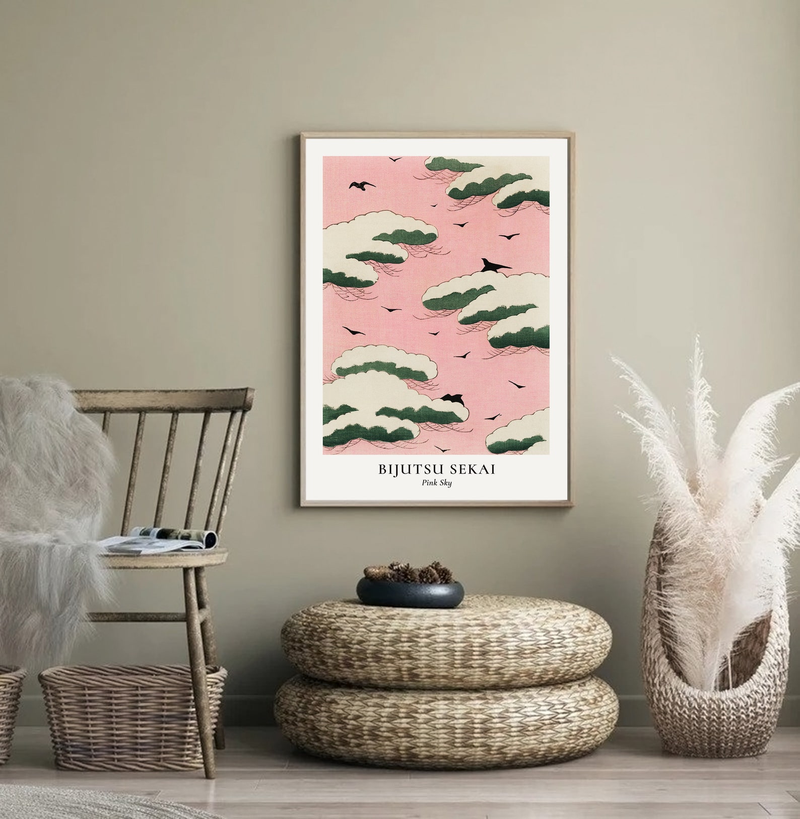 Vintage Pink Green Wall Art Set of 3 Prints Green Pink Floral Etsy