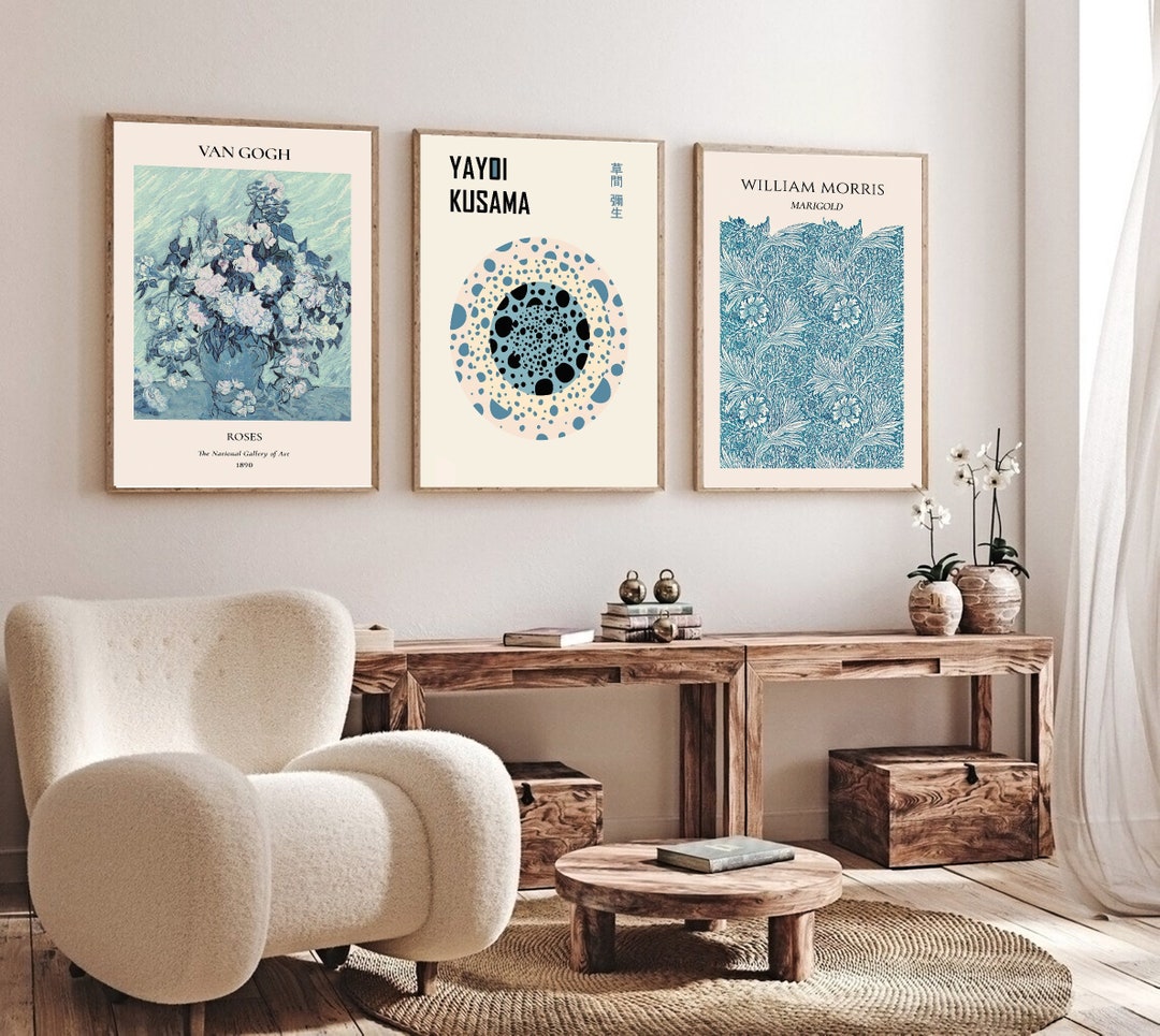 Blue Printable Wall Art, Modern Room Decor, Set of 3 Blue Prints