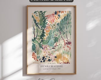 Henri Matisse Landscape Art Print: Sage Green, Burnt Orange, Golden Yellow - Framed Giclée Printed Art