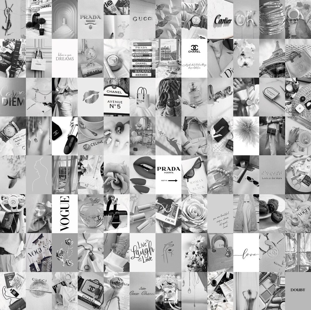 100pcs Grey Photo Collage Kit Aesthetic 2 Grey White Etsy