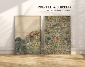 Printed French Country Floral Printed Art Set: Framed Vintage Botanical Wall Art