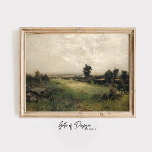 Vintage European Landscape Painting: Rustic Countryside Wall Art (Digital Download)