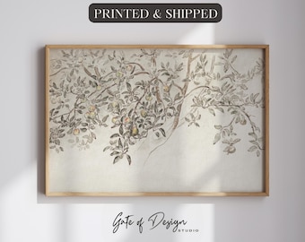 Framed Vintage Apple Tree Botanical Print: Neutral Farmhouse Printed Wall Art