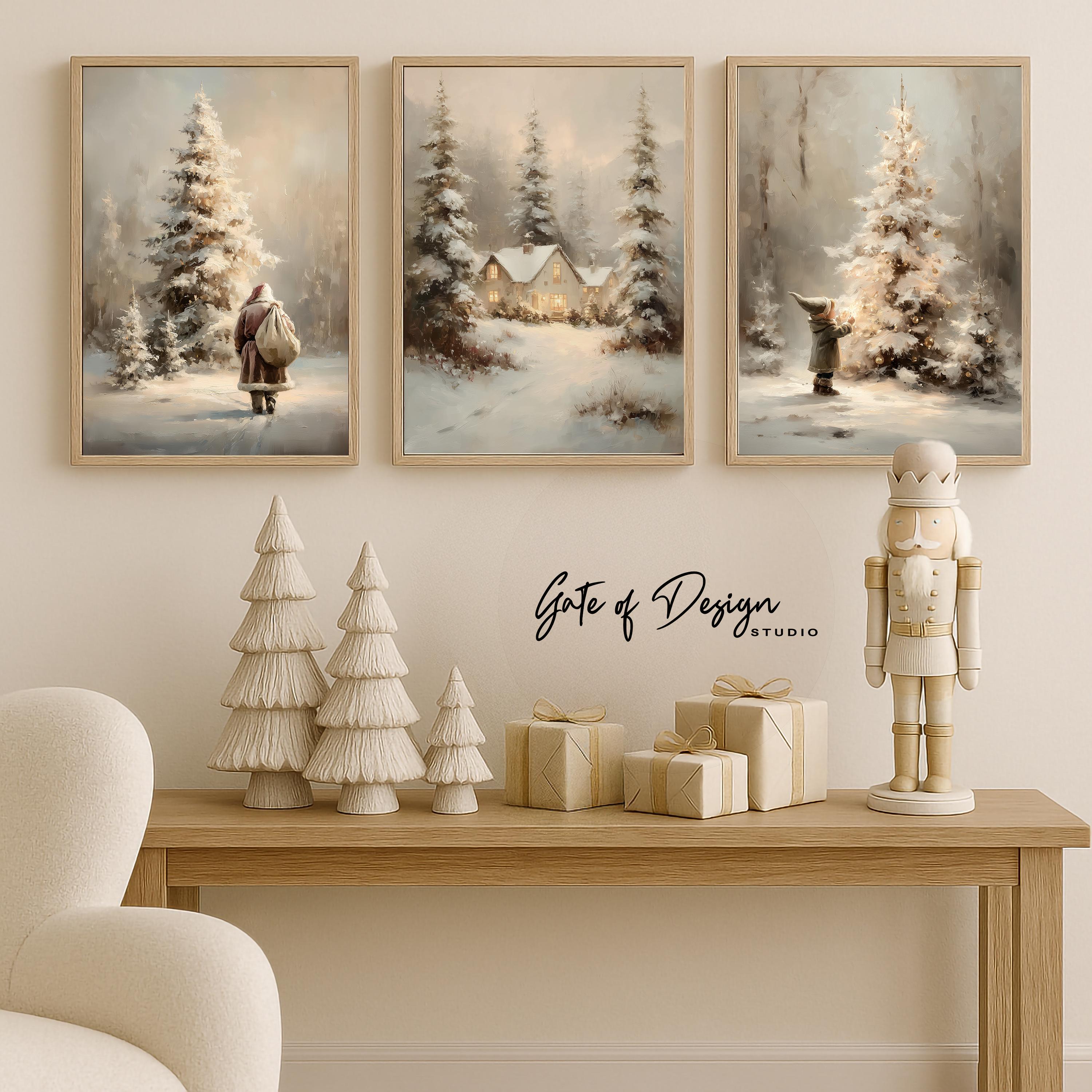 Winter Gallery Wall Art Set of 6 Prints: Neutral Christmas Printable ...