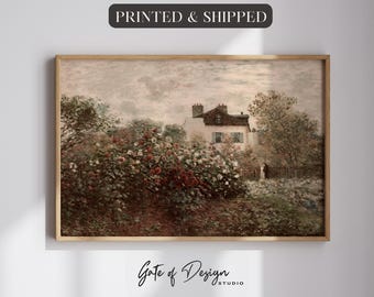 Monet Garden Landscape Print: French Cottage Impressionist Wall Art (PRINTED & FRAMED)