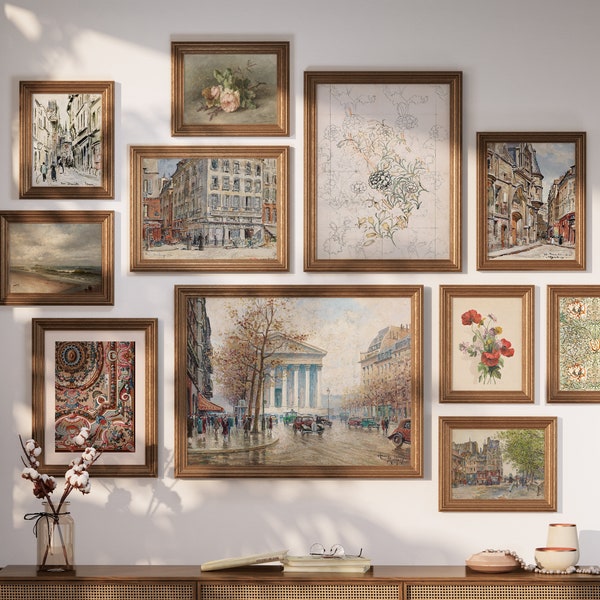 Vintage French Gallery Wall Print Set: Vintage European Printable Wall Art, Paris Wall Prints Decor, Antique Cityscape Prints Parisian Art